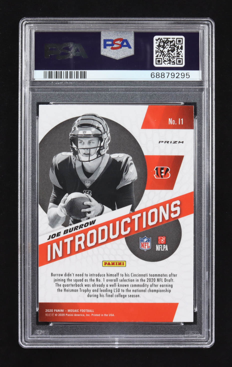 Joe Burrow 2020 Panini Mosaic Introductions Prizm #11 RC (PSA 9) at PristineAuction.com Joe Burrow 2020 Panini Mosaic Introductions Prizm #11 RC (PSA 9) at PristineAuction.com