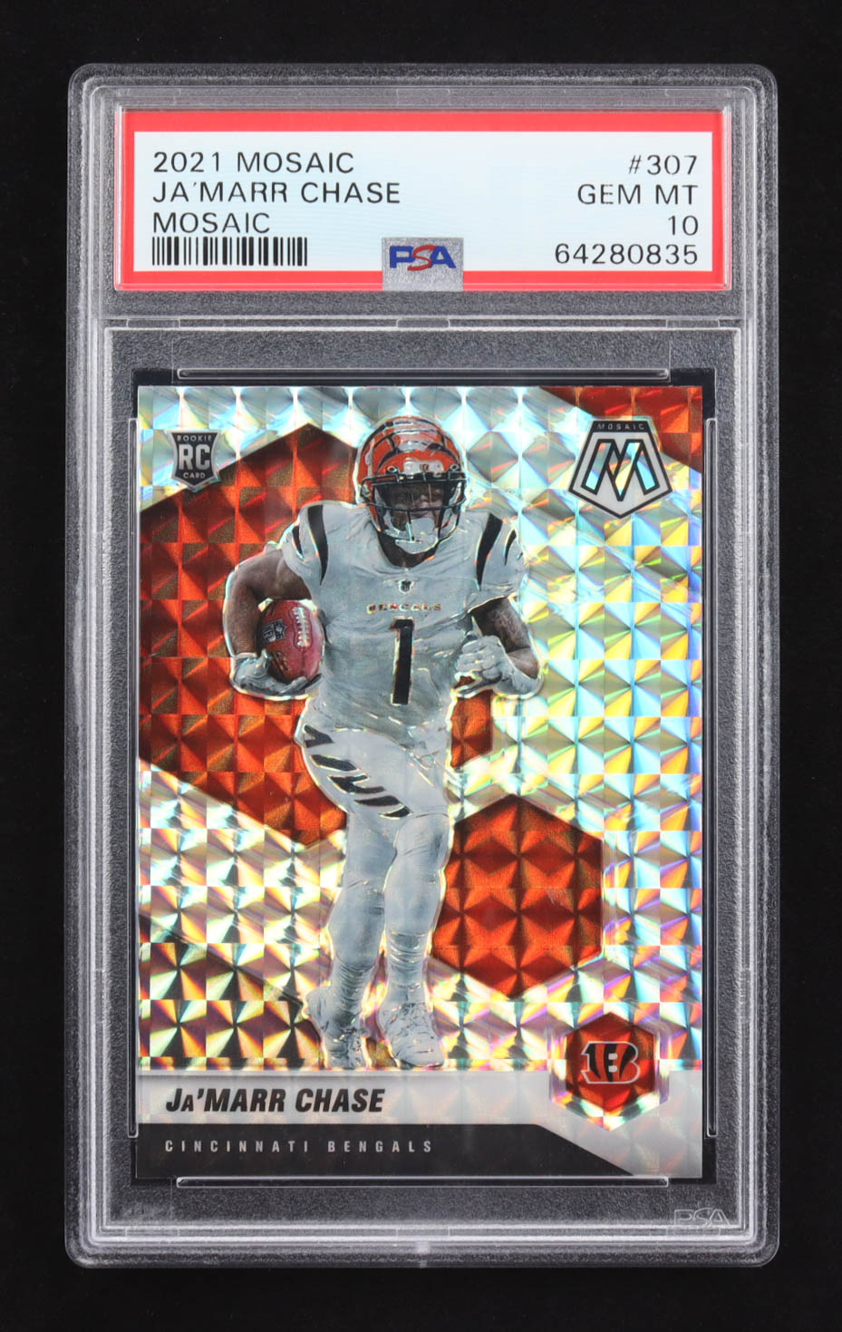 Ja'Marr Chase 2021 Panini Mosaic Prizm #307 RC (PSA 10) at PristineAuction.com Ja'Marr Chase 2021 Panini Mosaic Prizm #307 RC (PSA 10) at PristineAuction.com