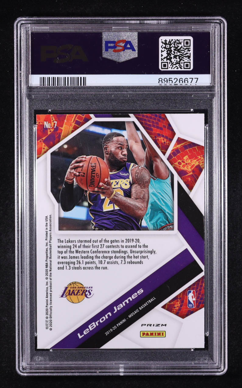 LeBron James 2019-20 Panini Mosaic Will to Win Mosaic Green #7 (PSA 10) at PristineAuction.com LeBron James 2019-20 Panini Mosaic Will to Win Mosaic Green #7 (PSA 10) at PristineAuction.com