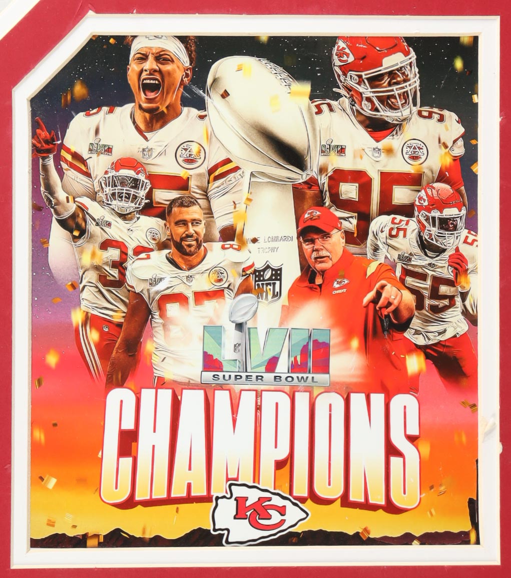 2023 Chiefs Super Bowl LVII Custom Framed Jersey Display Team-Signed By (25) with Patrick Mahomes, Travis Kelce, Nick Bolton, L'Jarius Sneed (Beckett) at PristineAuction.com 2023 Chiefs Super Bowl LVII Custom Framed Jersey Display Team-Signed By (25) with Patrick Mahomes, Travis Kelce, Nick Bolton, L'Jarius Sneed (Beckett) at PristineAuction.com