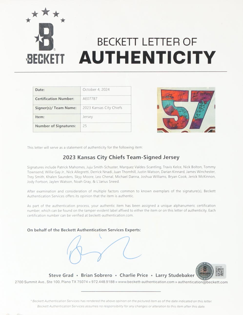 2023 Chiefs Super Bowl LVII Custom Framed Jersey Display Team-Signed By (25) with Patrick Mahomes, Travis Kelce, Nick Bolton, L'Jarius Sneed (Beckett) at PristineAuction.com 2023 Chiefs Super Bowl LVII Custom Framed Jersey Display Team-Signed By (25) with Patrick Mahomes, Travis Kelce, Nick Bolton, L'Jarius Sneed (Beckett) at PristineAuction.com