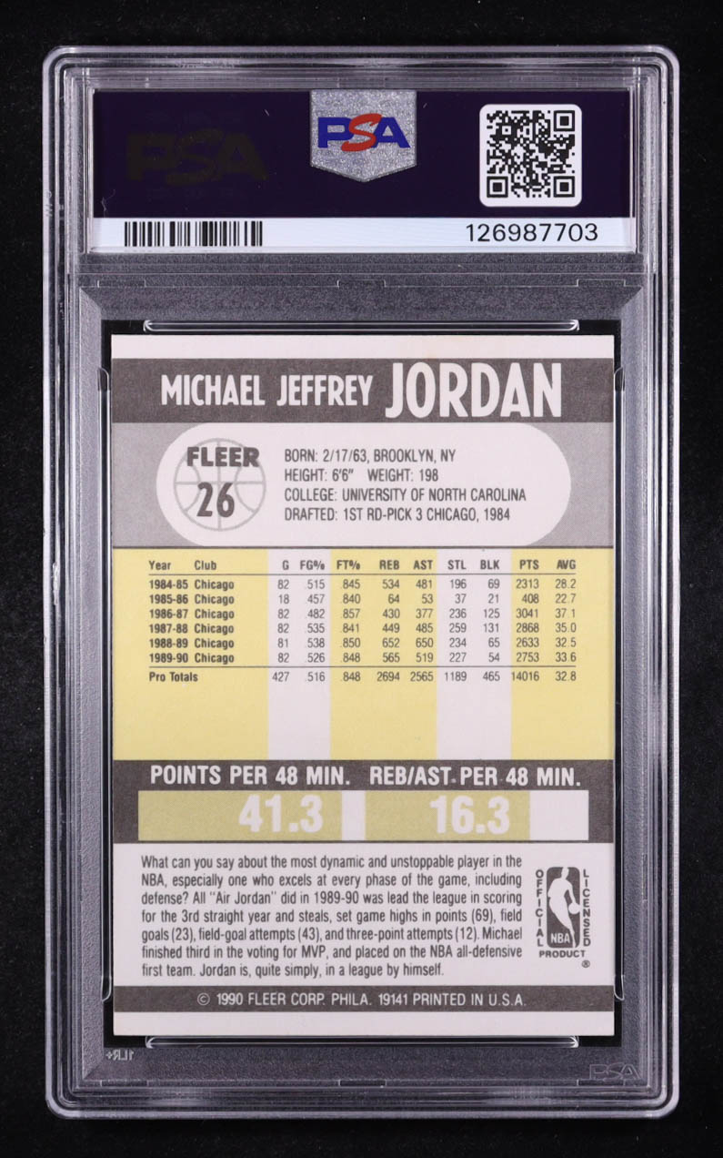 Michael Jordan 1990 Fleer #26 (PSA 6) at PristineAuction.com Michael Jordan 1990 Fleer #26 (PSA 6) at PristineAuction.com
