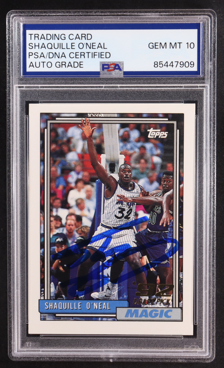 Shaquille O'Neal Signed 1992-93 Topps #362 RC (PSA | Auto Grade PSA 10) at PristineAuction.com Shaquille O'Neal Signed 1992-93 Topps #362 RC (PSA | Auto Grade PSA 10) at PristineAuction.com