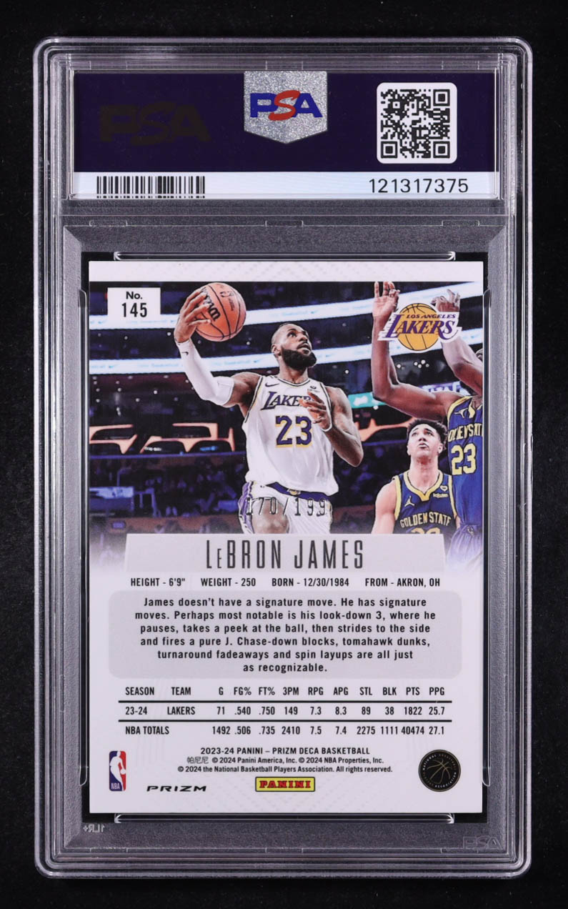 LeBron James 2023-24 Panini Prizm Deca Prizms Red #145 #170/199 (PSA 9) at PristineAuction.com LeBron James 2023-24 Panini Prizm Deca Prizms Red #145 #170/199 (PSA 9) at PristineAuction.com
