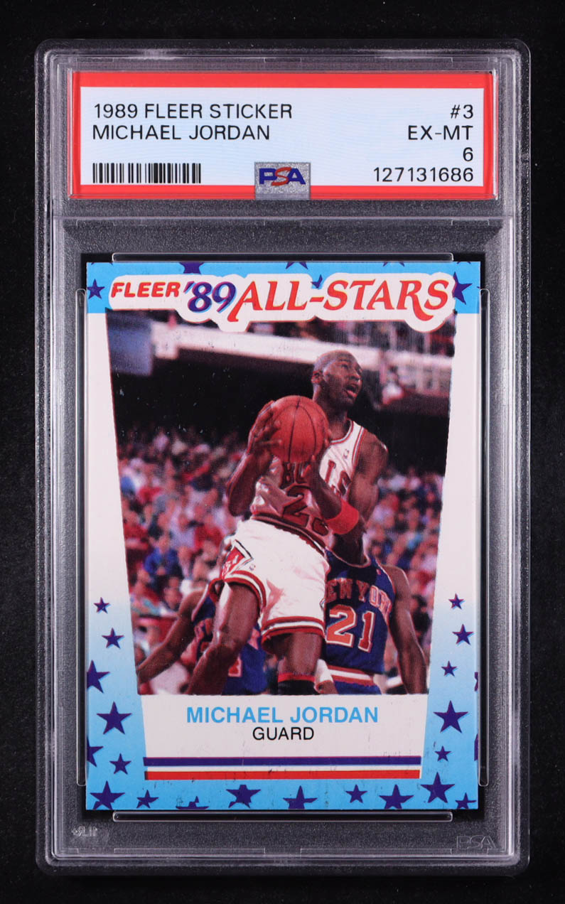 Michael Jordan 1989 Fleer Sticker All Stars #3 (PSA 6) at PristineAuction.com Michael Jordan 1989 Fleer Sticker All Stars #3 (PSA 6) at PristineAuction.com
