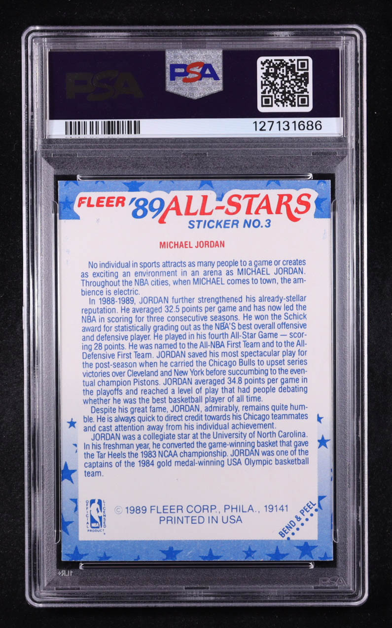 Michael Jordan 1989 Fleer Sticker All Stars #3 (PSA 6) at PristineAuction.com Michael Jordan 1989 Fleer Sticker All Stars #3 (PSA 6) at PristineAuction.com