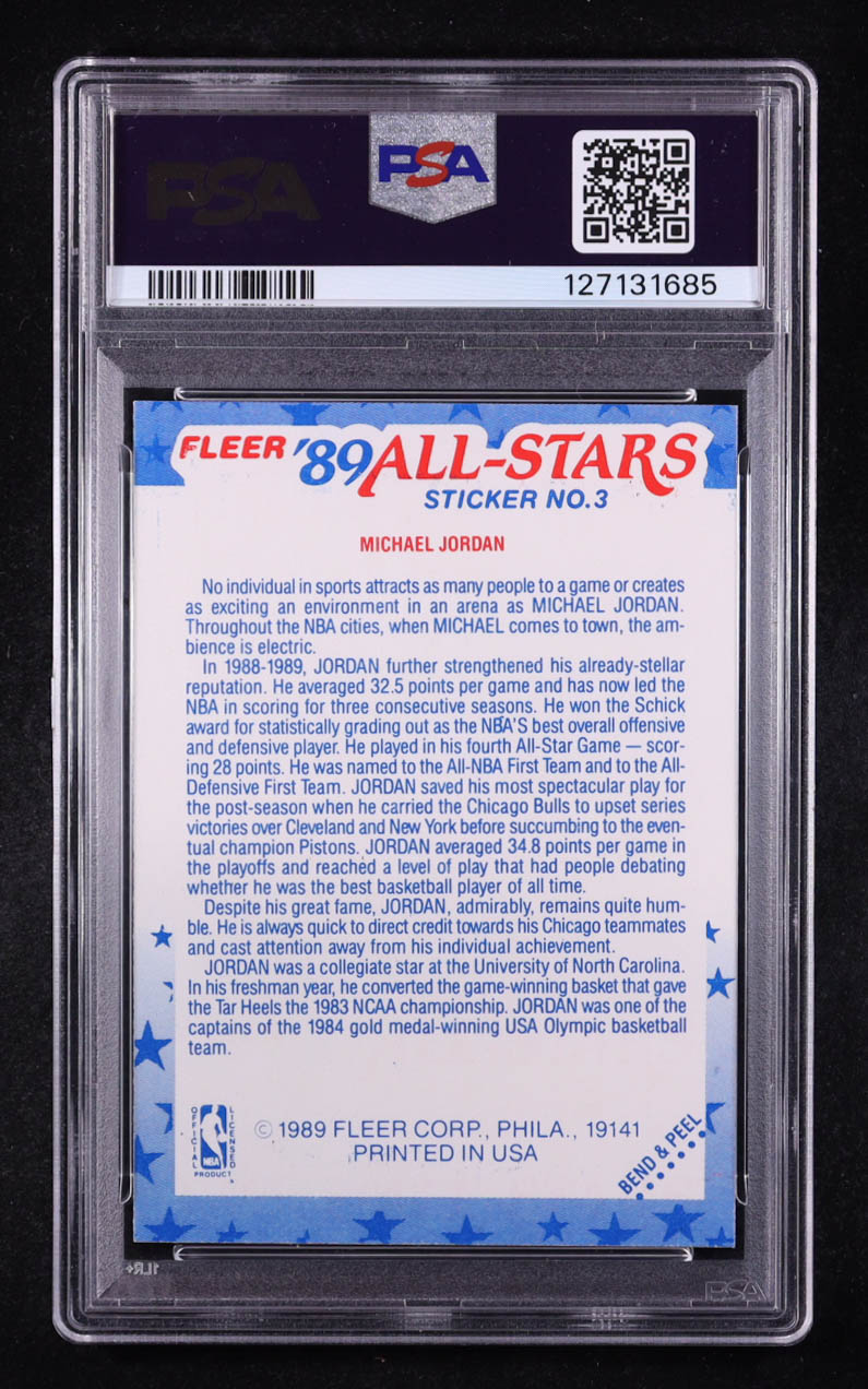 Michael Jordan 1989 Fleer Sticker All Stars #3 (PSA 6) at PristineAuction.com Michael Jordan 1989 Fleer Sticker All Stars #3 (PSA 6) at PristineAuction.com