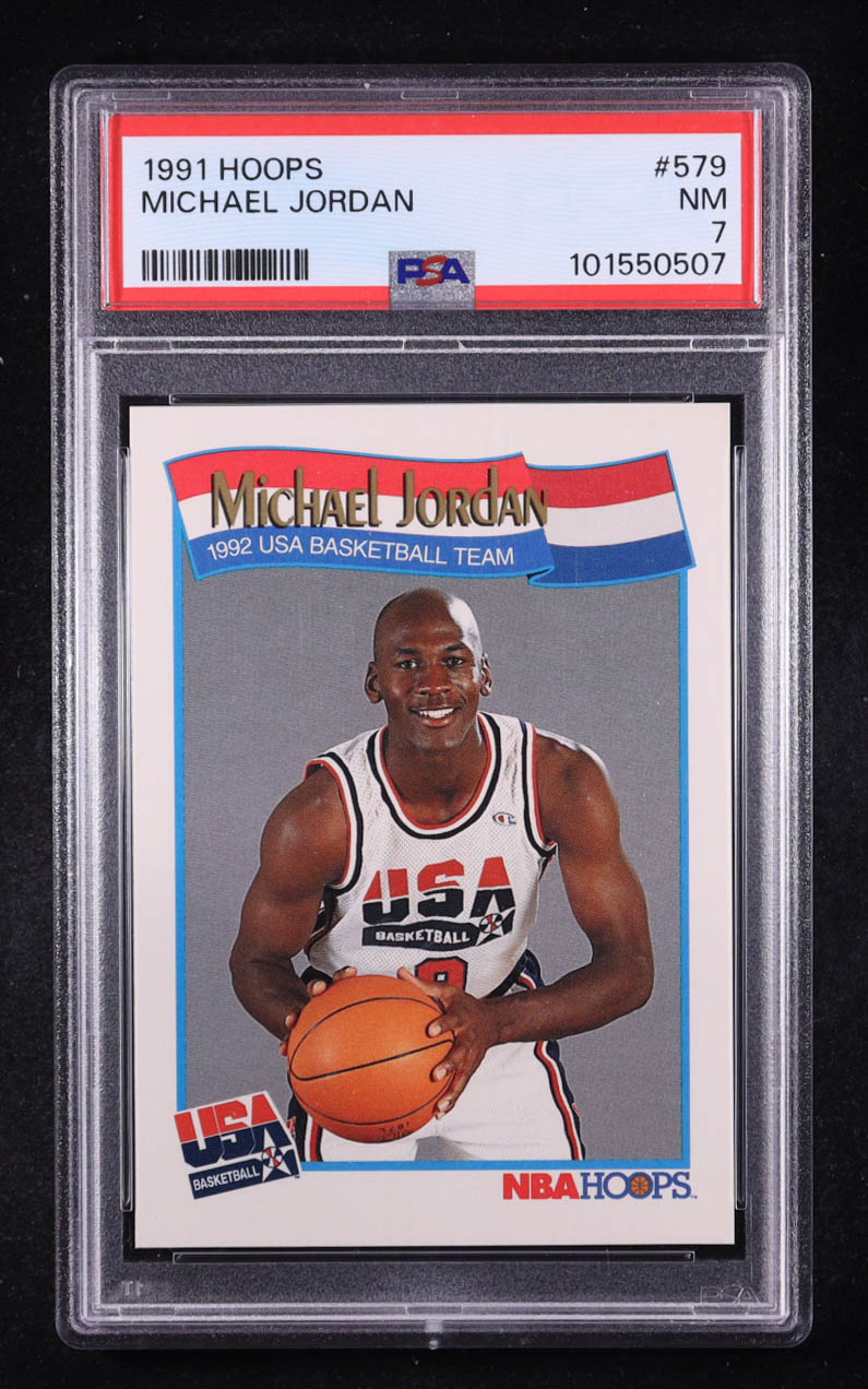 Michael Jordan 1991-92 Hoops #579 USA (PSA 7) at PristineAuction.com Michael Jordan 1991-92 Hoops #579 USA (PSA 7) at PristineAuction.com