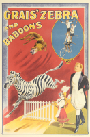 "Grais Zebra & Baboons" 20x30 Hand-Pulled Lithograph by the RE Society at PristineAuction.com