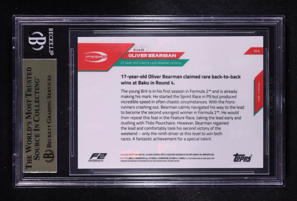 Oliver Bearman 2023 Topps Now Formula 1 #13 (BGS 9.5) at PristineAuction.com Oliver Bearman 2023 Topps Now Formula 1 #13 (BGS 9.5) at PristineAuction.com