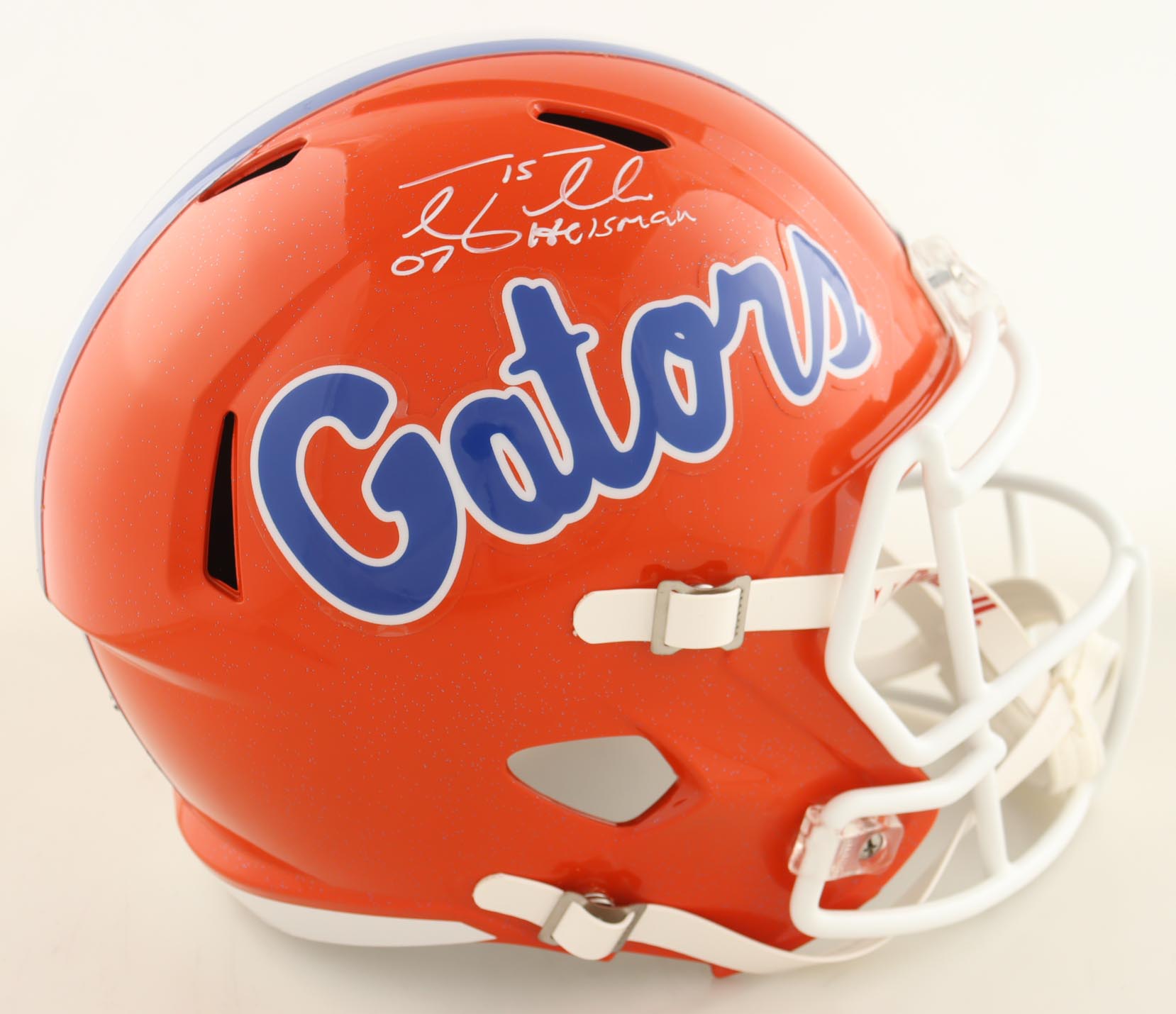 Tim Tebow Signed Florida Gators Full-Size Speed Helmet Inscribed "07 Heisman" (Tebow) at PristineAuction.com Tim Tebow Signed Florida Gators Full-Size Speed Helmet Inscribed "07 Heisman" (Tebow) at PristineAuction.com