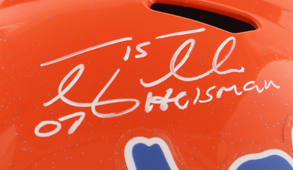 Tim Tebow Signed Florida Gators Full-Size Speed Helmet Inscribed "07 Heisman" (Tebow) at PristineAuction.com Tim Tebow Signed Florida Gators Full-Size Speed Helmet Inscribed "07 Heisman" (Tebow) at PristineAuction.com