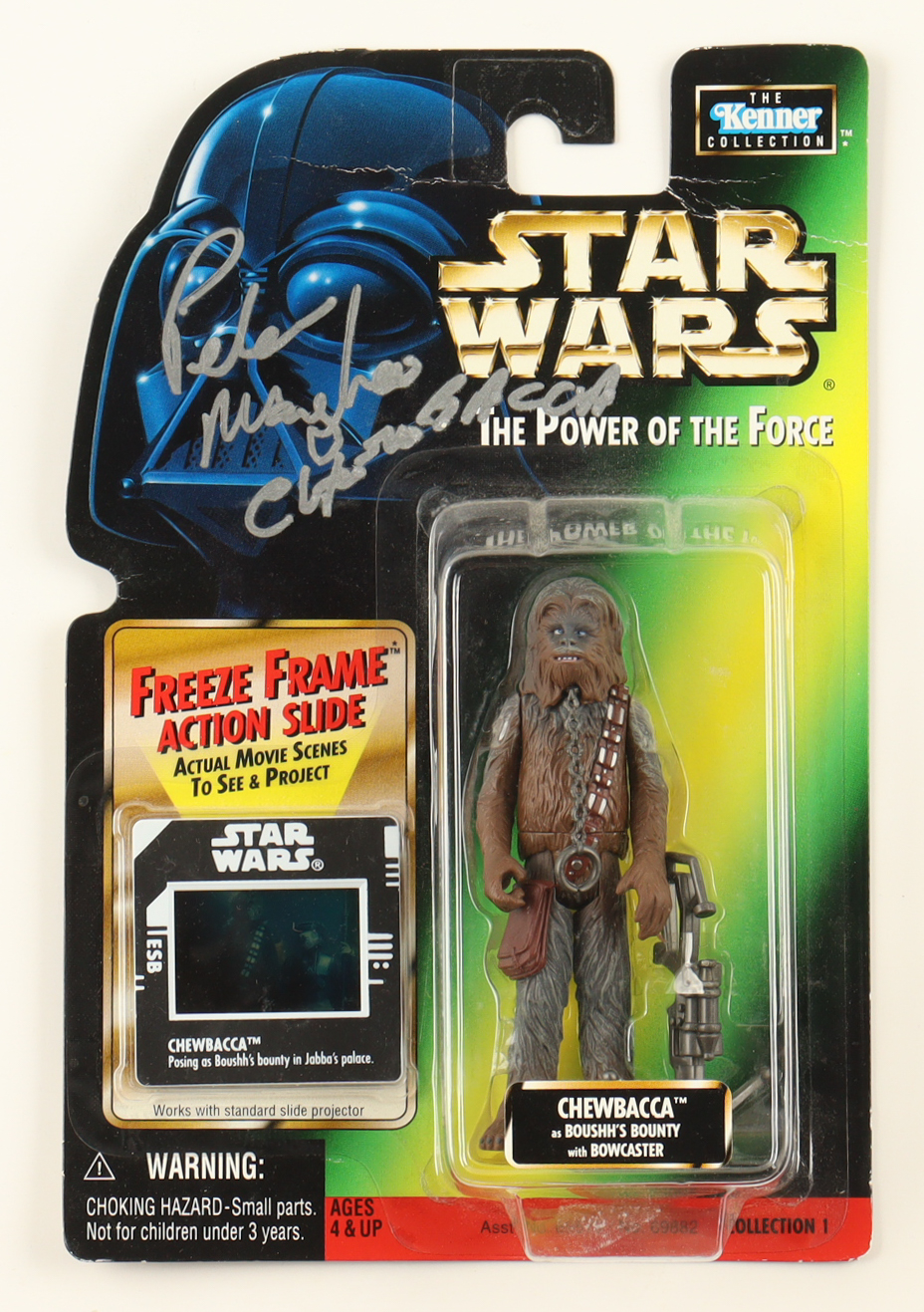Peter Mayhew Signed "Star Wars: The Power of the Force" Chewbacca Action Figure Inscribed "Chewbacca" (Beckett) at PristineAuction.com Peter Mayhew Signed "Star Wars: The Power of the Force" Chewbacca Action Figure Inscribed "Chewbacca" (Beckett) at PristineAuction.com