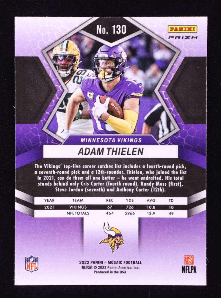 Adam Thielen 2022 Panini Mosaic Mosaic Genesis #130 at PristineAuction.com Adam Thielen 2022 Panini Mosaic Mosaic Genesis #130 at PristineAuction.com