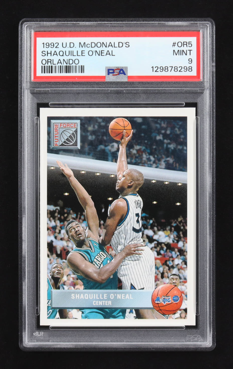 Shaquille O'Neal 1992 Upper Deck McDonald's Future Force #OR5 RC (PSA 9) at PristineAuction.com Shaquille O'Neal 1992 Upper Deck McDonald's Future Force #OR5 RC (PSA 9) at PristineAuction.com