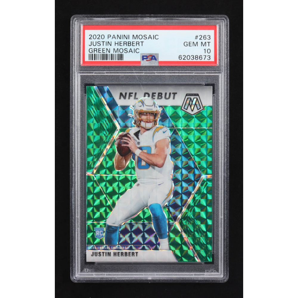 Justin Herbert 2020 Panini Green Mosaic NFL Debut #263 RC (PSA 10) at PristineAuction.com