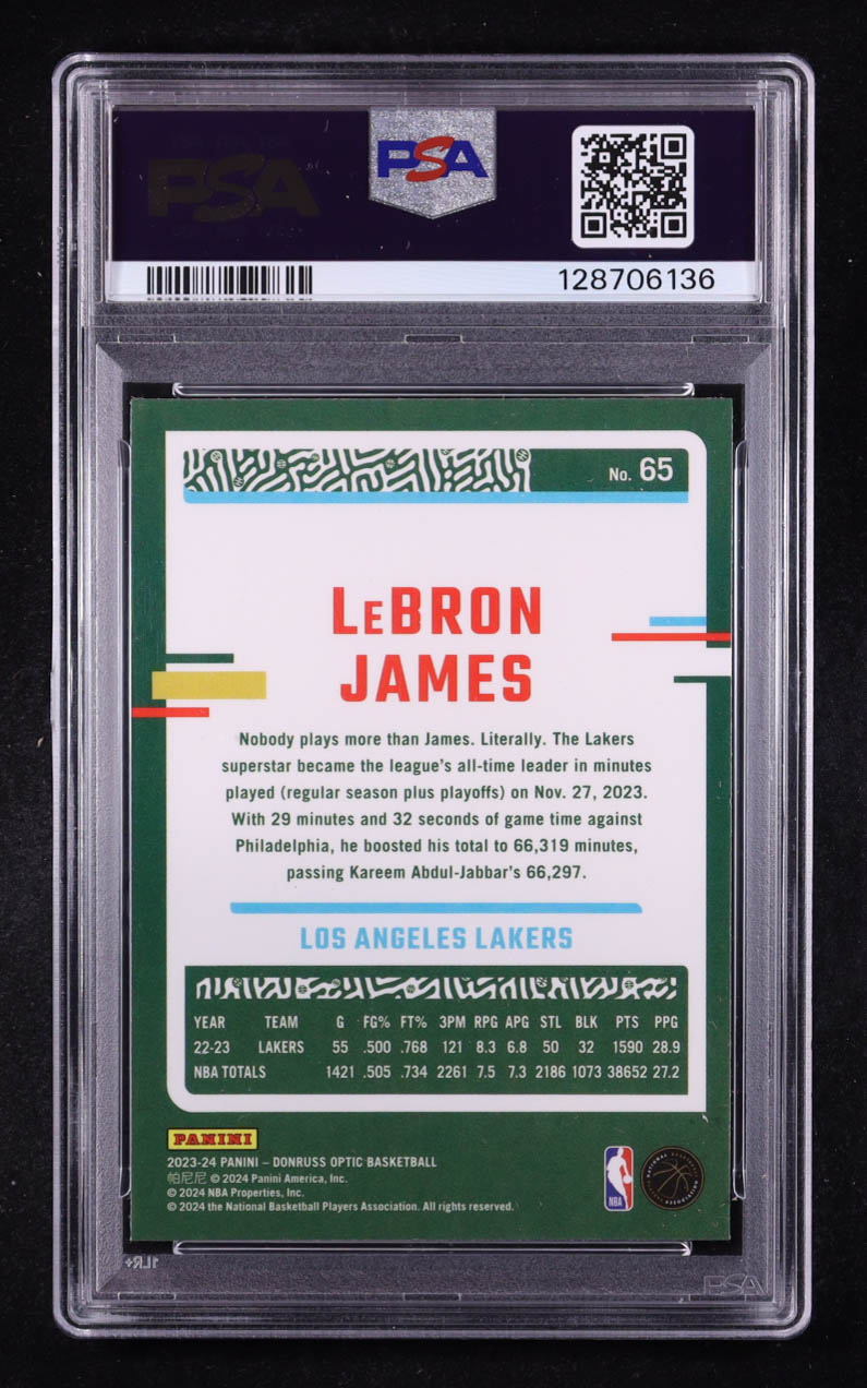LeBron James 2023-24 Donruss Optic #65 (PSA 9) at PristineAuction.com LeBron James 2023-24 Donruss Optic #65 (PSA 9) at PristineAuction.com