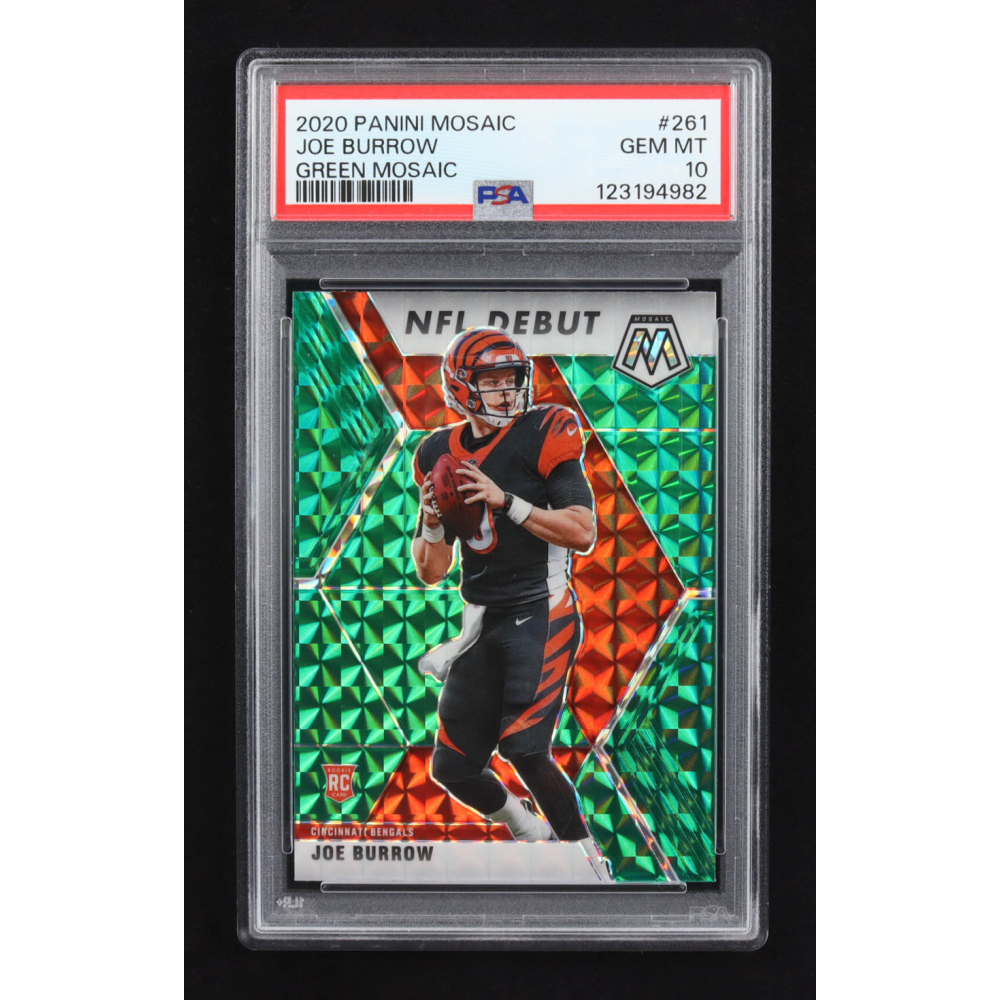 Joe Burrow 2020 Panini Mosaic Green NFL Debut #261 RC (PSA 10) at PristineAuction.com