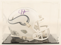 Justin Jefferson Signed Vikings Salute To Service Alternate Speed Mini Helmet with Display Case (Beckett) at PristineAuction.com