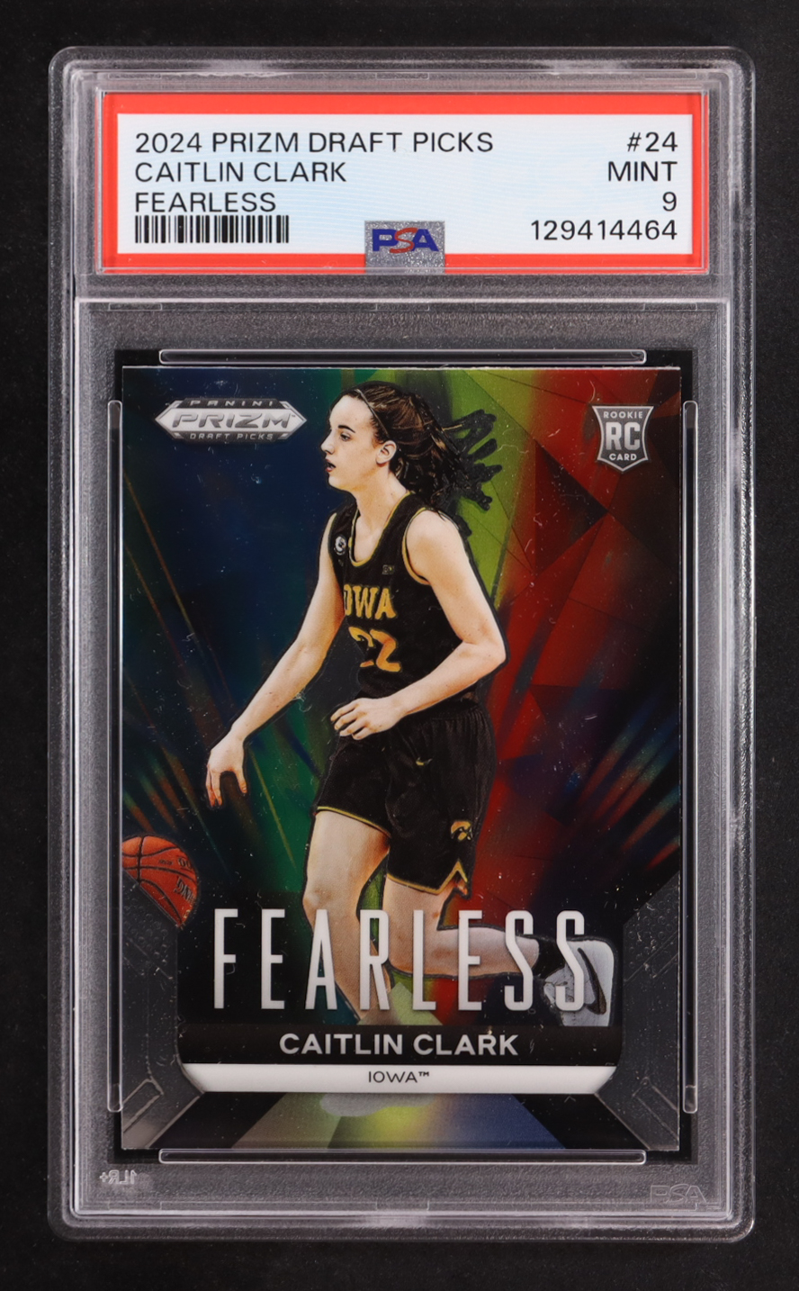 Caitlin Clark 2024-25 Panini Prizm Draft Picks Fearless #24 RC (PSA 9) at PristineAuction.com Caitlin Clark 2024-25 Panini Prizm Draft Picks Fearless #24 RC (PSA 9) at PristineAuction.com
