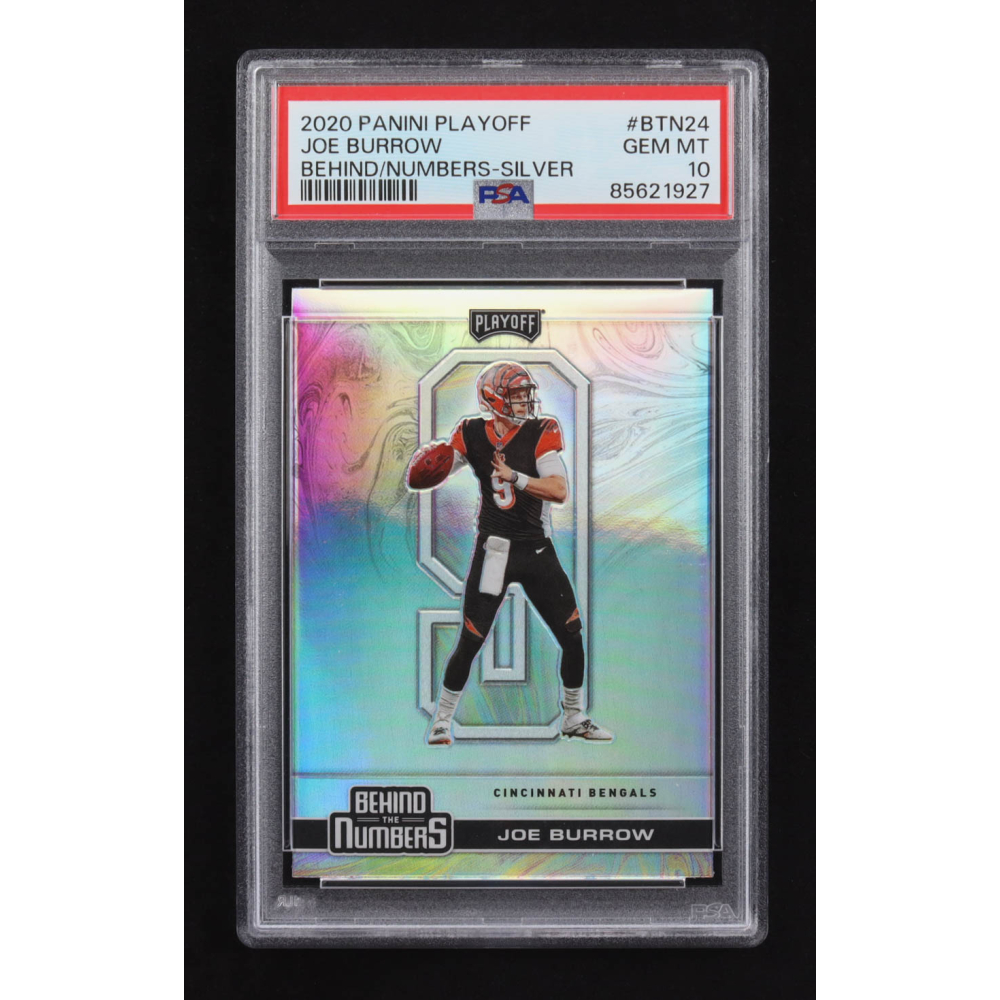 Joe Burrow 2020 Panini Playoff Behind The Numbers #BTN-24 RC (PSA 10) at PristineAuction.com