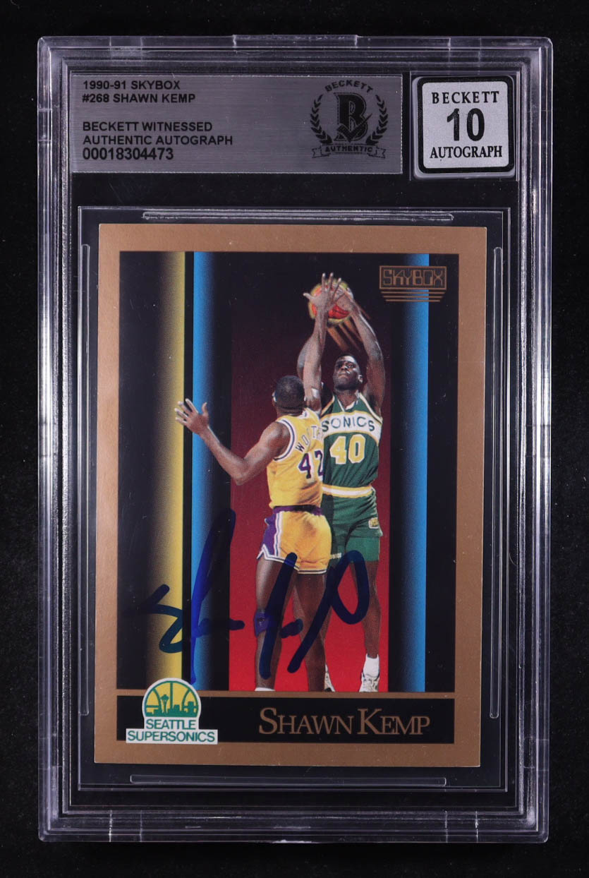 Shawn Kemp Signed 1990-91 SkyBox #268 RC (BGS | Autograph Grade 10) at PristineAuction.com Shawn Kemp Signed 1990-91 SkyBox #268 RC (BGS | Autograph Grade 10) at PristineAuction.com