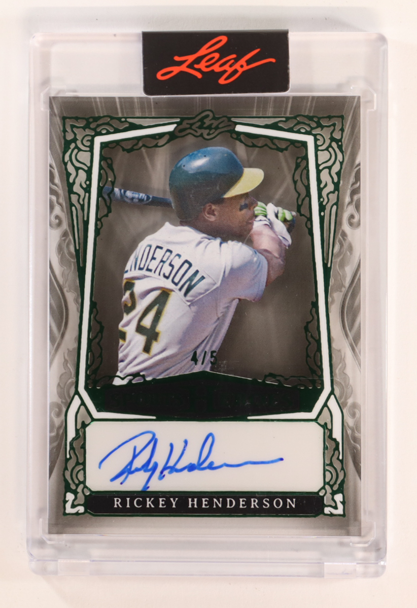 Rickey Henderson 2025 Leaf Sports Heroes Green #BARH1 #4/5 at PristineAuction.com Rickey Henderson 2025 Leaf Sports Heroes Green #BARH1 #4/5 at PristineAuction.com
