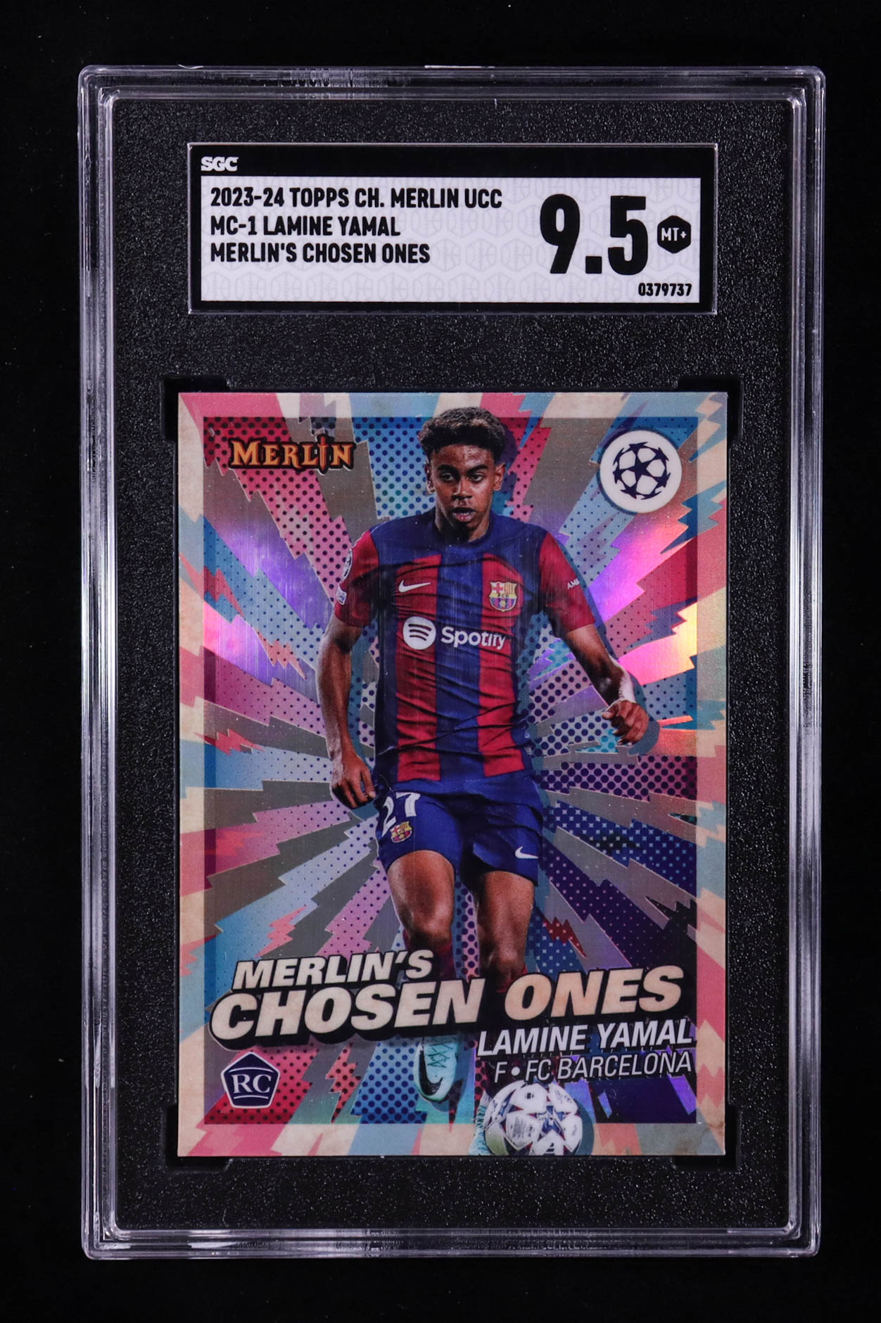 Lamine Yamal 2023-24 Merlin UEFA Club Competitions Merlins Chosen One #MC1 RC (SGC 9.5) at PristineAuction.com Lamine Yamal 2023-24 Merlin UEFA Club Competitions Merlins Chosen One #MC1 RC (SGC 9.5) at PristineAuction.com