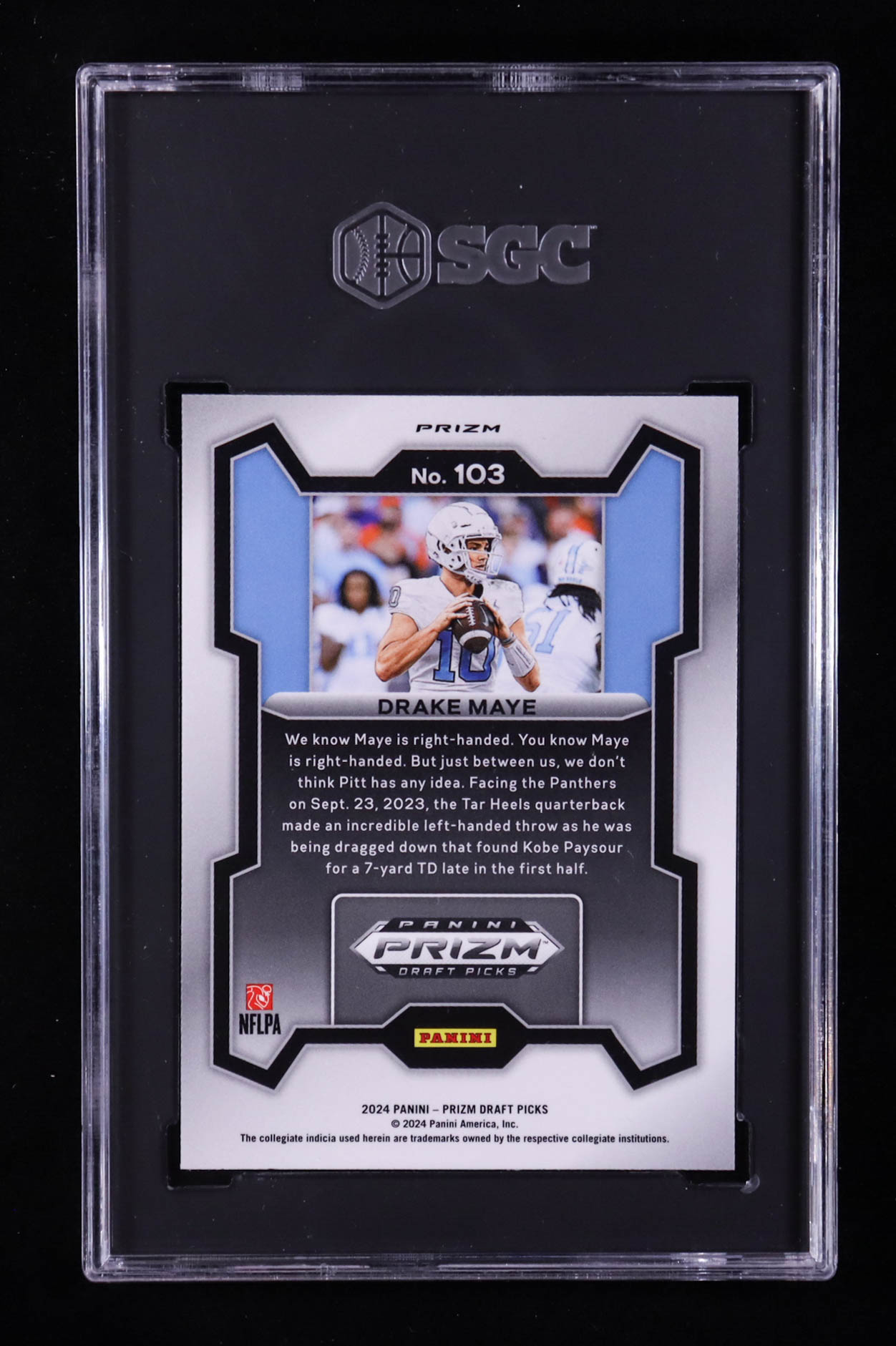 Drake Maye 2024 Panini Prizm Draft Picks Prizms Red Ice #103 RC (SGC 9.5) at PristineAuction.com Drake Maye 2024 Panini Prizm Draft Picks Prizms Red Ice #103 RC (SGC 9.5) at PristineAuction.com