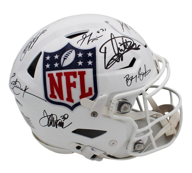 Barry Sanders, Saquon Barkley, Adrian Peterson | "NFL 2,000 Yard Rushers" Full-Size Authentic On-Field Speedflex Helmet Signed By (7) (PSA, Radtke & Schwartz) at PristineAuction.com Barry Sanders, Saquon Barkley, Adrian Peterson | "NFL 2,000 Yard Rushers" Full-Size Authentic On-Field Speedflex Helmet Signed By (7) (PSA, Radtke & Schwartz) at PristineAuction.com