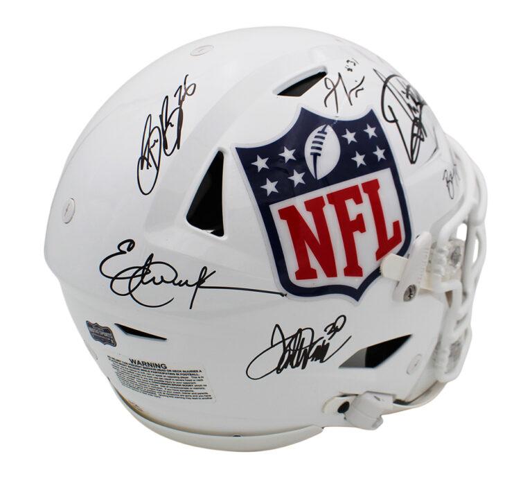 Barry Sanders, Saquon Barkley, Adrian Peterson | "NFL 2,000 Yard Rushers" Full-Size Authentic On-Field Speedflex Helmet Signed By (7) (PSA, Radtke & Schwartz) at PristineAuction.com Barry Sanders, Saquon Barkley, Adrian Peterson | "NFL 2,000 Yard Rushers" Full-Size Authentic On-Field Speedflex Helmet Signed By (7) (PSA, Radtke & Schwartz) at PristineAuction.com
