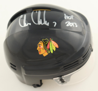 Chris Chelios Signed Blackhawks Mini Helmet Inscribed "HOF 2013" (Schwartz) at PristineAuction.com