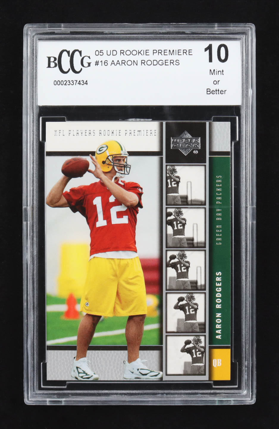 Aaron Rodgers 2005 Upper Deck Rookie Premiere #16 RC (BCCG 10) at PristineAuction.com Aaron Rodgers 2005 Upper Deck Rookie Premiere #16 RC (BCCG 10) at PristineAuction.com