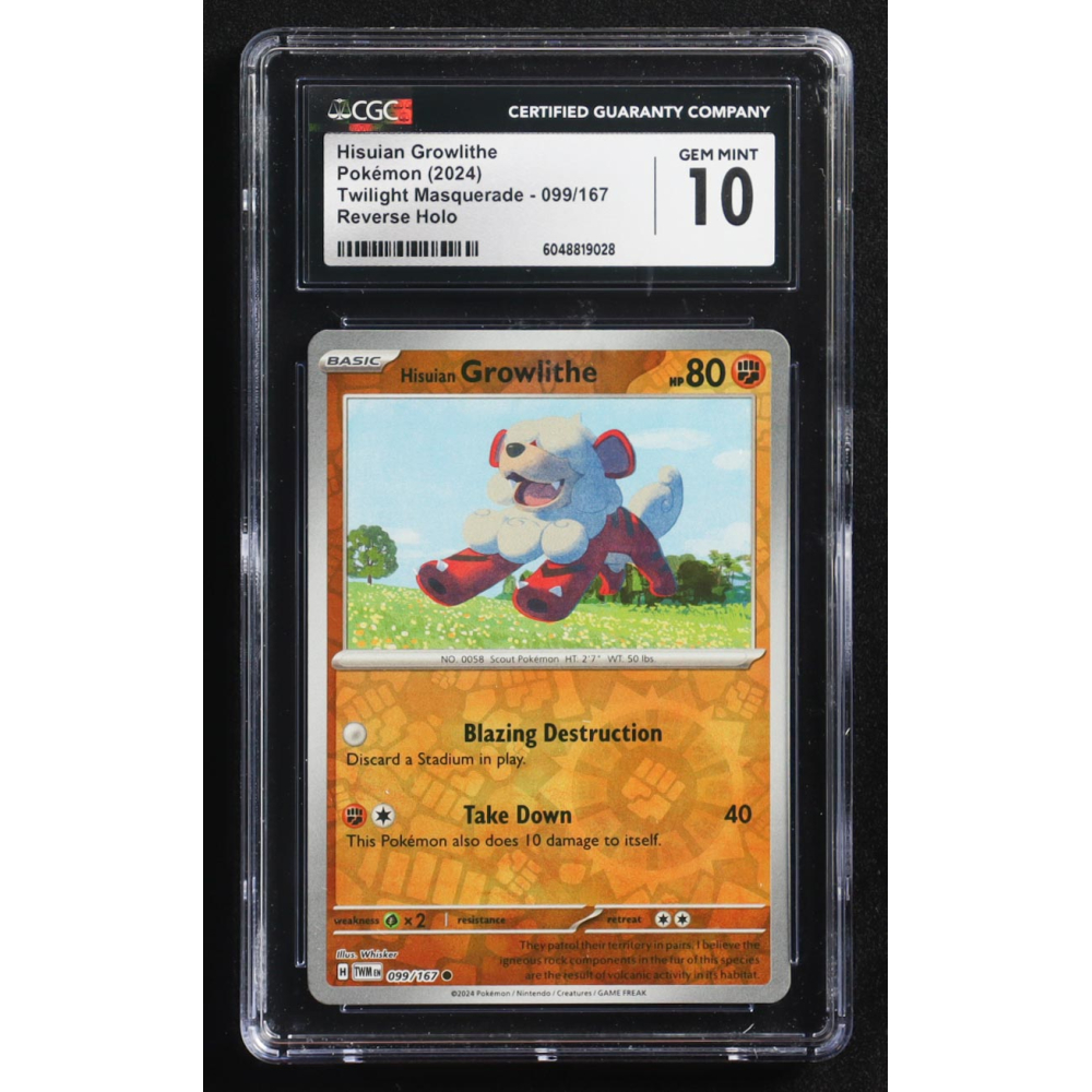 Hisuian Growlithe 2024 Pokemon Twilight Masquerade #99 Reverse Holo (CGC 10) at PristineAuction.com