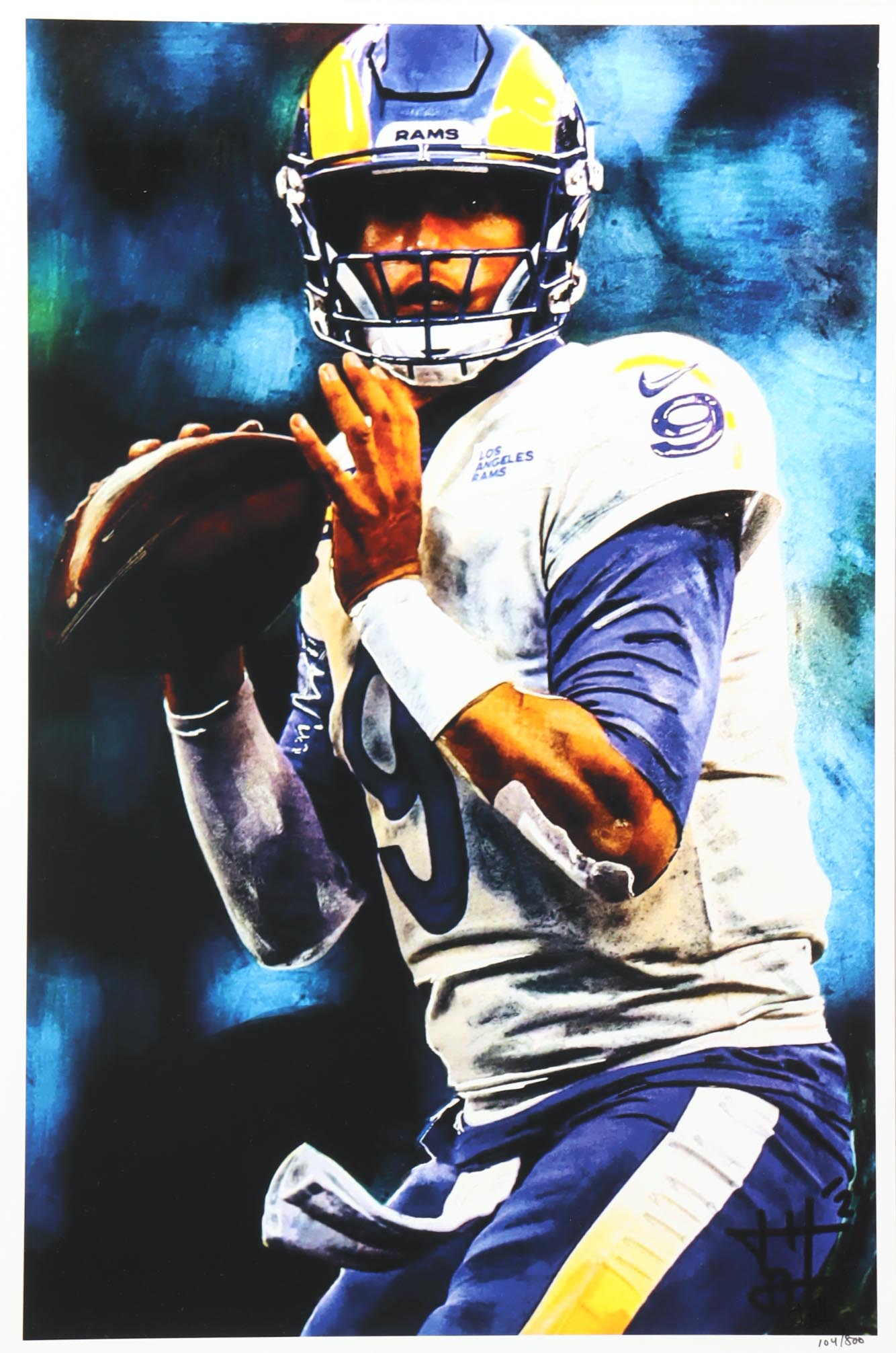 "Matthew Stafford" Rams LE 12x18 Lithograph by Joshua Barton #/500 (PA) at PristineAuction.com "Matthew Stafford" Rams LE 12x18 Lithograph by Joshua Barton #/500 (PA) at PristineAuction.com