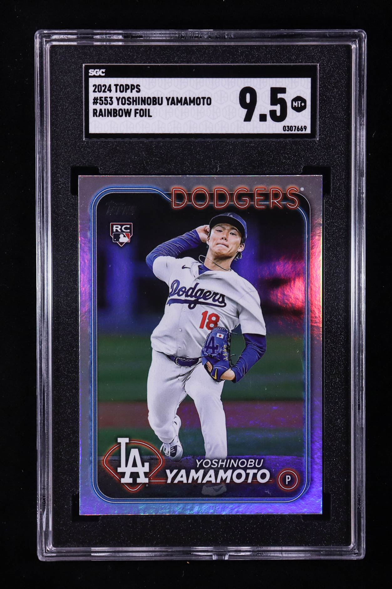 Yoshinobu Yamamoto 2024 Topps Rainbow Foil #553 RC (SGC 9.5) at PristineAuction.com Yoshinobu Yamamoto 2024 Topps Rainbow Foil #553 RC (SGC 9.5) at PristineAuction.com