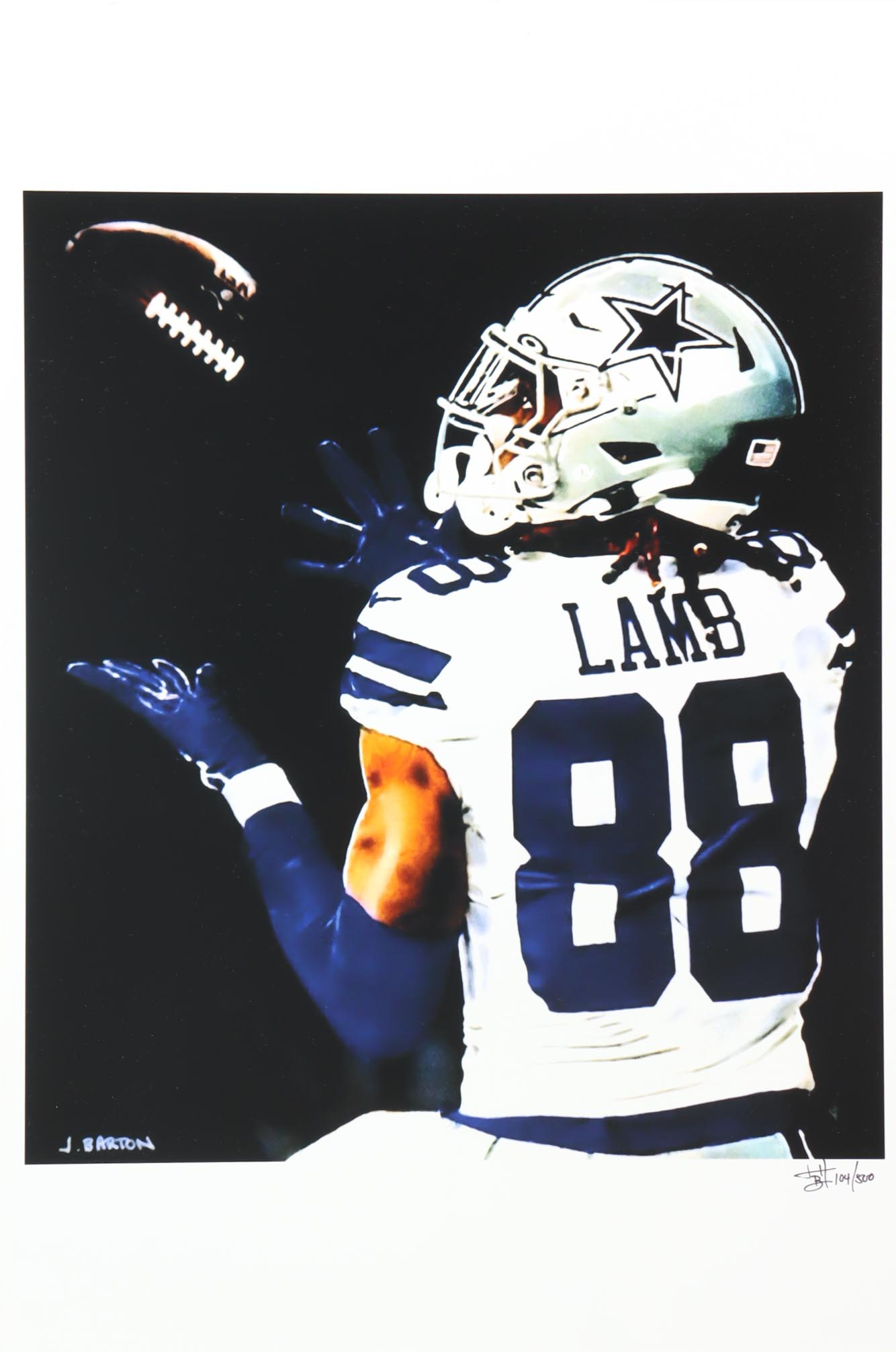 "CeeDee Lamb" Cowboys LE 12x18 Lithograph by Joshua Barton #/500 (PA) at PristineAuction.com "CeeDee Lamb" Cowboys LE 12x18 Lithograph by Joshua Barton #/500 (PA) at PristineAuction.com