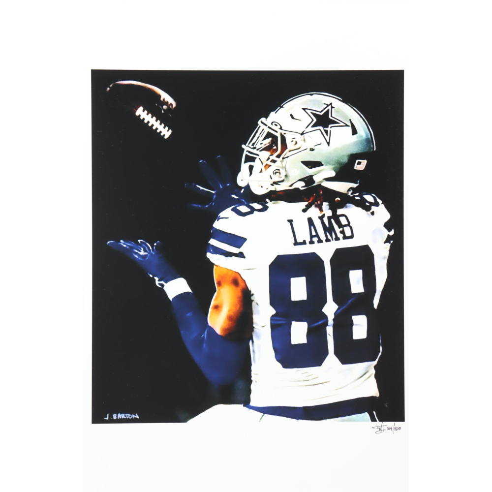"CeeDee Lamb" Cowboys LE 12x18 Lithograph by Joshua Barton #/500 (PA) at PristineAuction.com