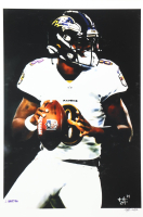 "Lamar Jackson" Ravens LE 12x18 Lithograph by Joshua Barton #/500 (PA) at PristineAuction.com