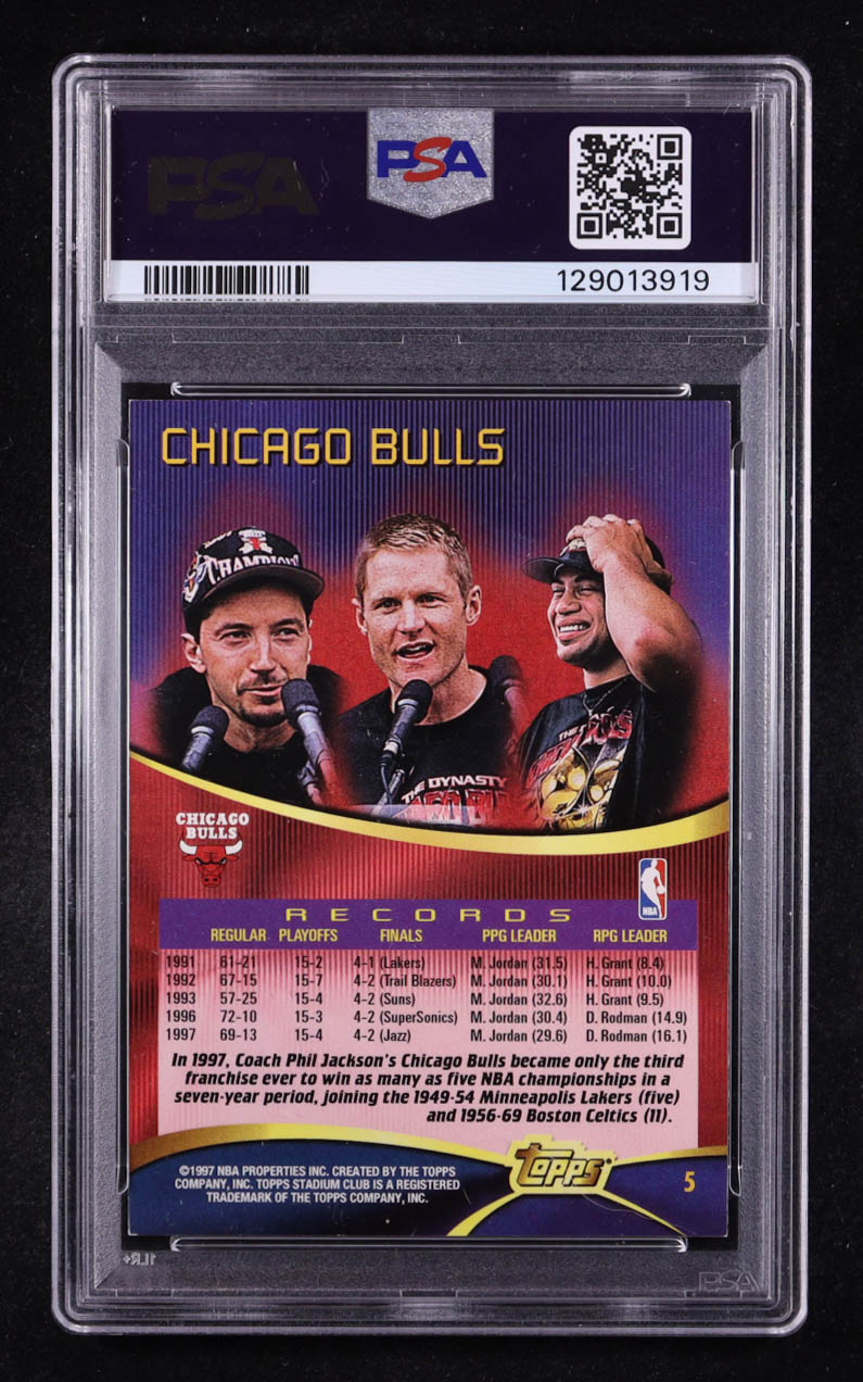 Ron Harper / Michael Jordan / Scottie Pippen / Dennis Rodman 1997-98 Stadium Club #5 (PSA 8) at PristineAuction.com Ron Harper / Michael Jordan / Scottie Pippen / Dennis Rodman 1997-98 Stadium Club #5 (PSA 8) at PristineAuction.com