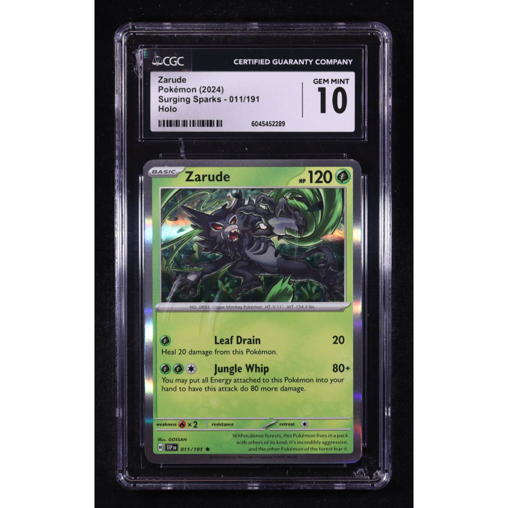 Zarude 2024 Pokemon TCG Scarlet & Violet Surging Sparks #011 HOLO (CGC 10) at PristineAuction.com