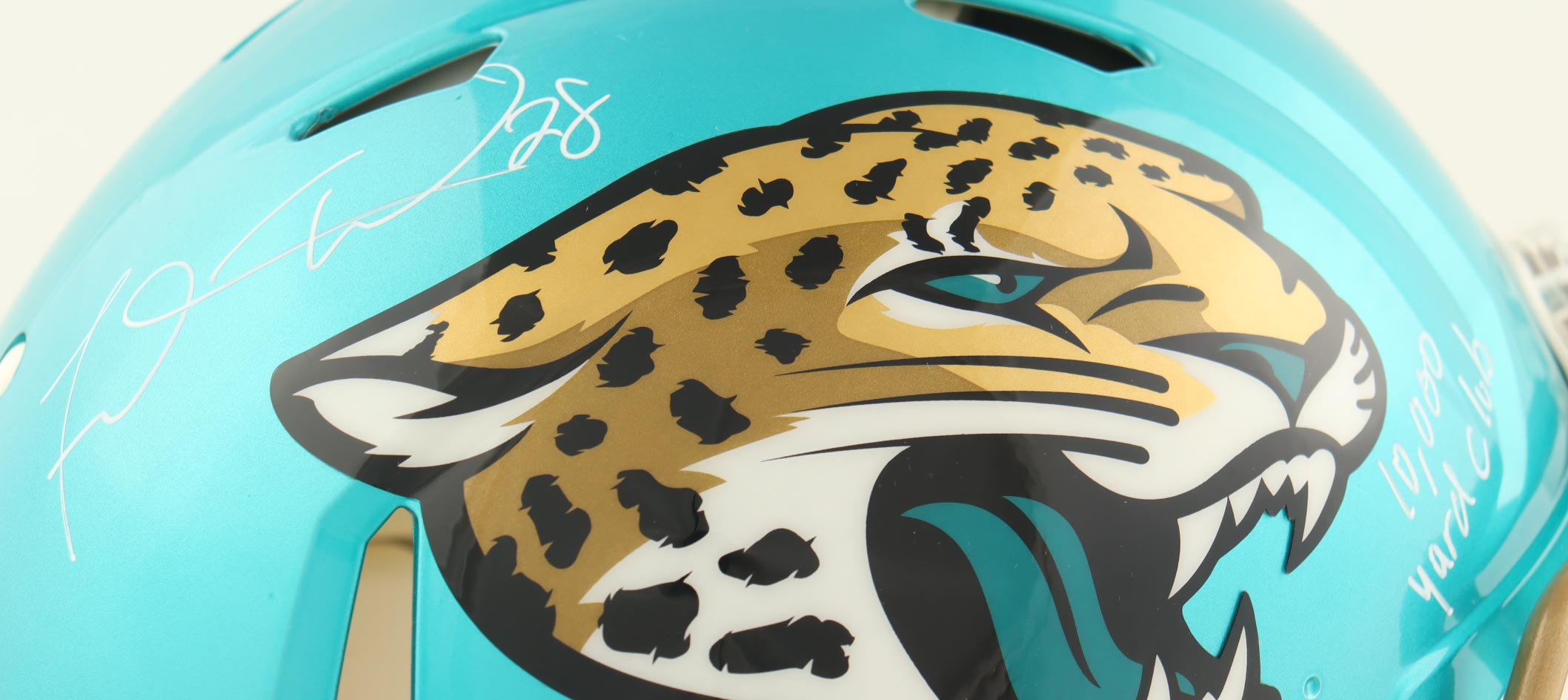 Fred Taylor Signed Jaguars Full-Size Authentic On-Field Flash Alternate Speed Helmet Inscribed "Pride of the Jaguars" (JSA) at PristineAuction.com Fred Taylor Signed Jaguars Full-Size Authentic On-Field Flash Alternate Speed Helmet Inscribed "Pride of the Jaguars" (JSA) at PristineAuction.com