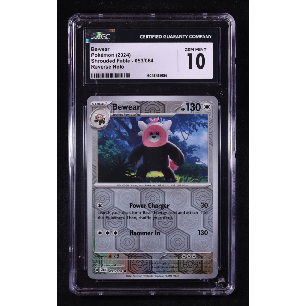 Bewear 2024 Pokemon TCG Scarlet & Violet Shrouded Fable #053 REVERSE HOLO (CGC 10) at PristineAuction.com
