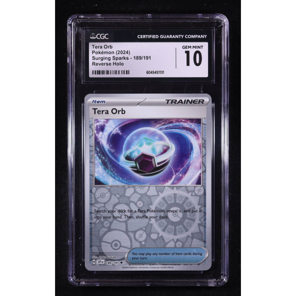 Tera Orb 2024 Pokemon TCG Scarlet & Violet Surging Sparks #189 REVERSE HOLO (CGC 10) at PristineAuction.com