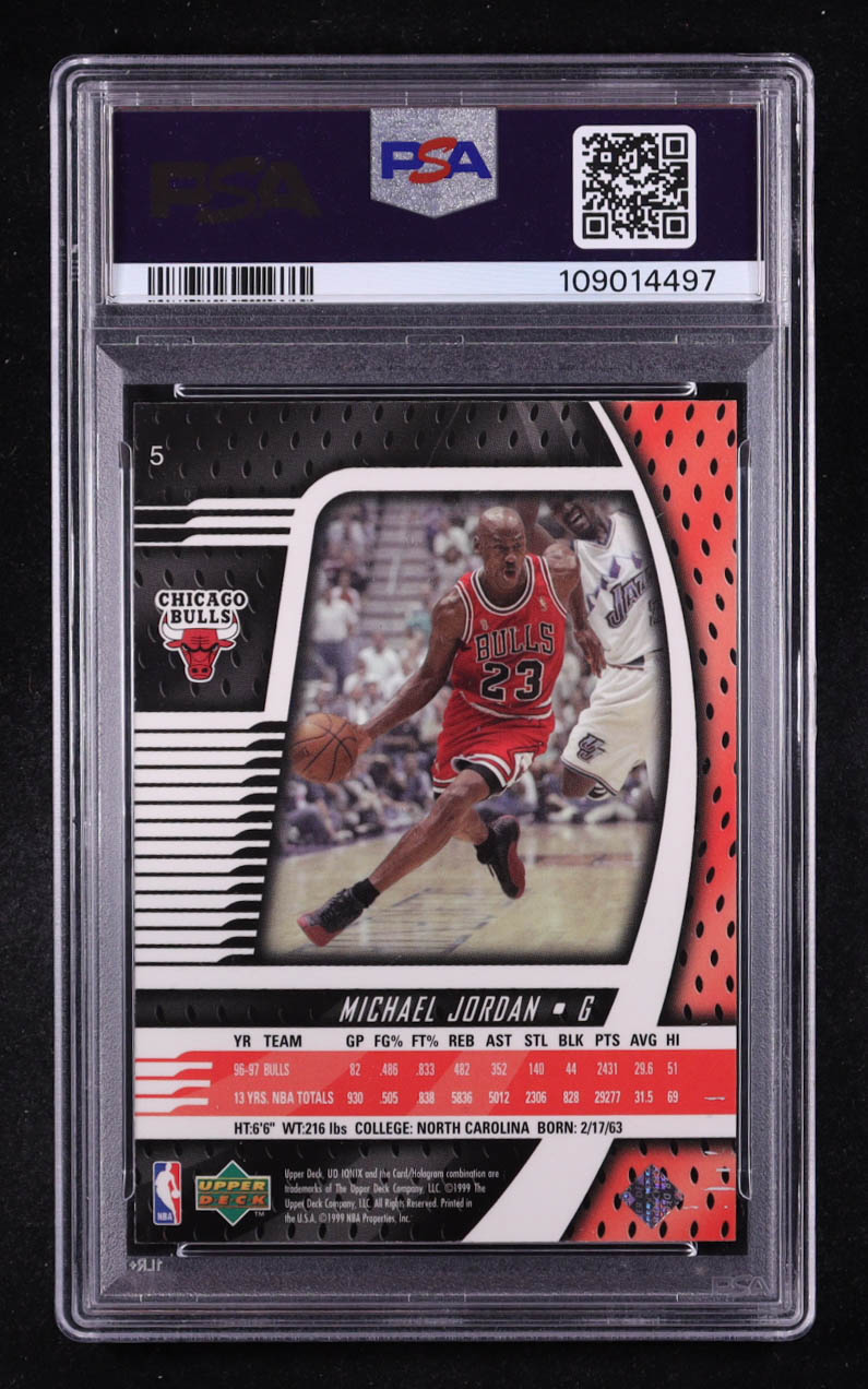 Michael Jordan 1998-99 UD Ionix #5 (PSA 8) at PristineAuction.com Michael Jordan 1998-99 UD Ionix #5 (PSA 8) at PristineAuction.com