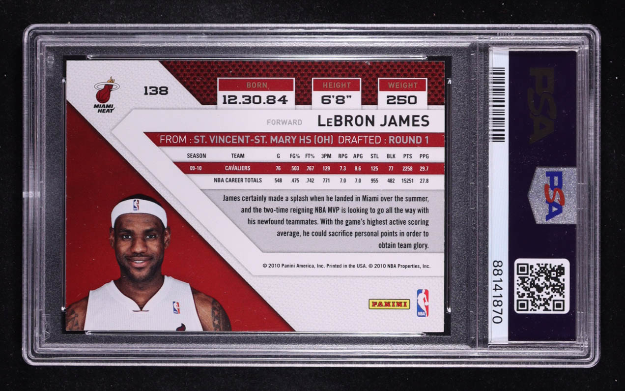 LeBron James 2010-11 Panini Threads #138 (PSA 9) at PristineAuction.com LeBron James 2010-11 Panini Threads #138 (PSA 9) at PristineAuction.com