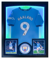 Erling Haaland Signed Manchester City Custom Framed LED Jersey Display (Fanatics) at PristineAuction.com