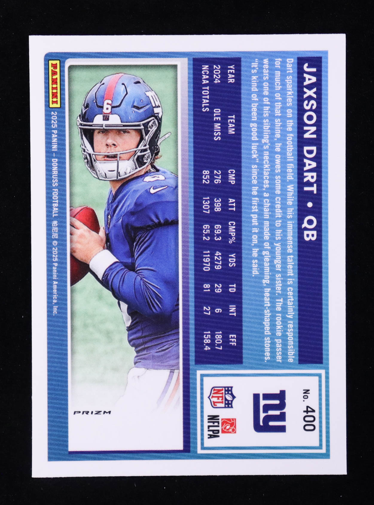 Jaxson Dart 2025 Donruss Optic Rated Rookies Preview Red Pandora #400 RC at PristineAuction.com Jaxson Dart 2025 Donruss Optic Rated Rookies Preview Red Pandora #400 RC at PristineAuction.com