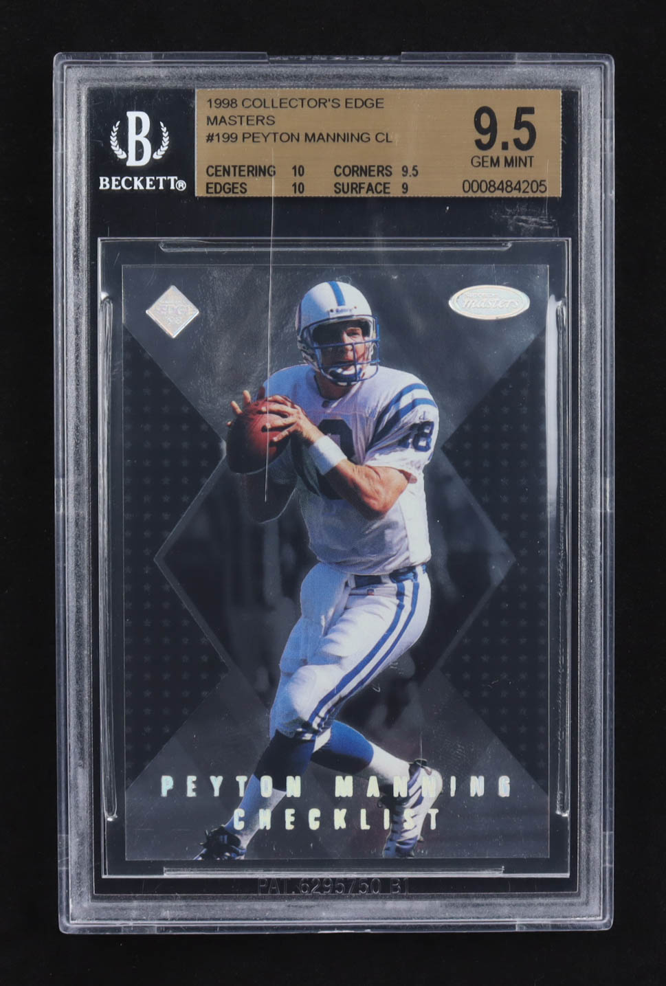 Peyton Manning 1998 Collector's Edge Masters Checklist #199 RC (BGS 9.5) at PristineAuction.com Peyton Manning 1998 Collector's Edge Masters Checklist #199 RC (BGS 9.5) at PristineAuction.com
