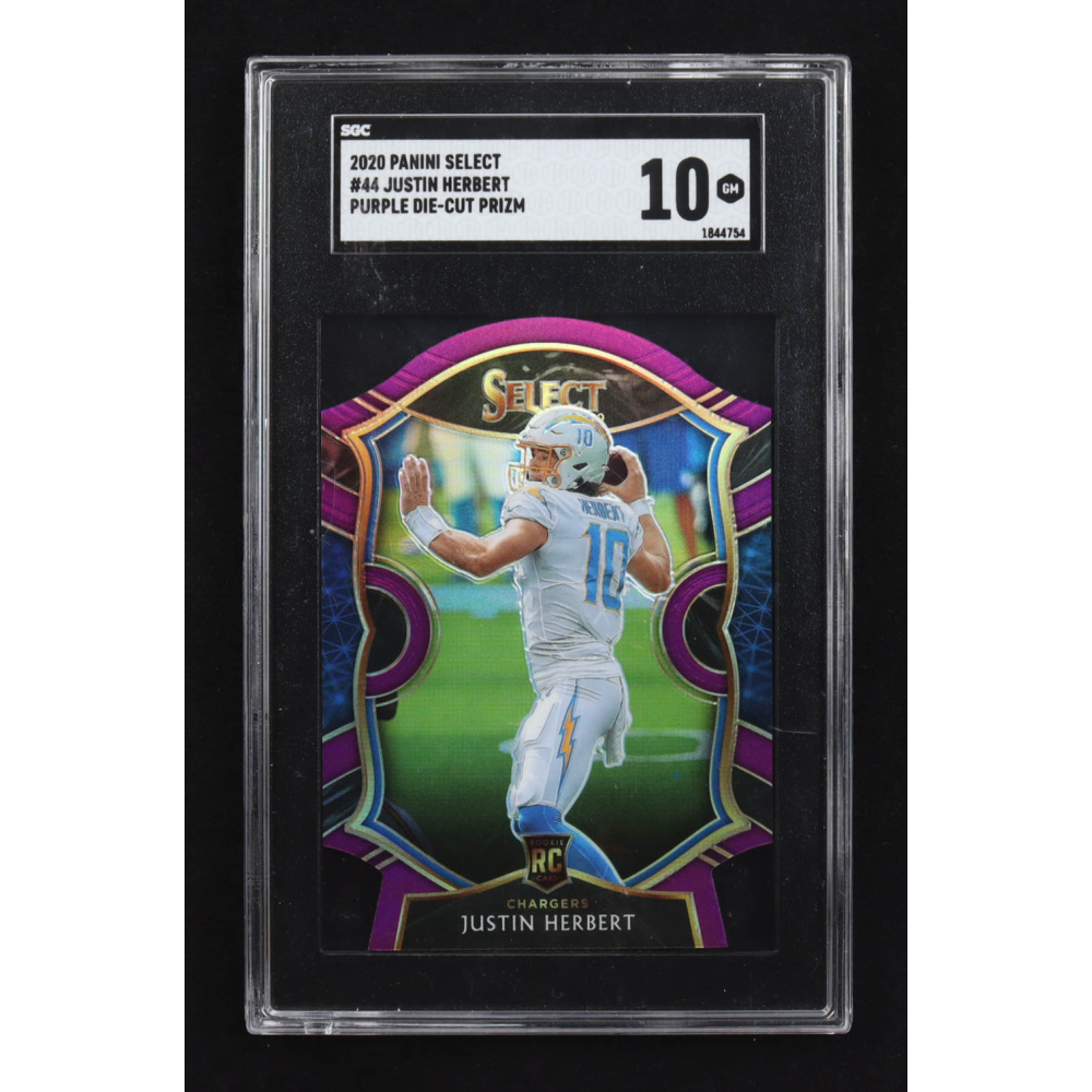 Justin Herbert 2020 Panini Select Purple Die-Cut Prizm #44 RC (SGC 10) at PristineAuction.com